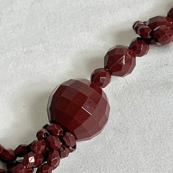 Stefanel Vintage Plum Faceted Bead Y Necklace - Picture 7 of 7